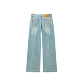 Women's Washed High-Waisted Straight-Leg Jeans